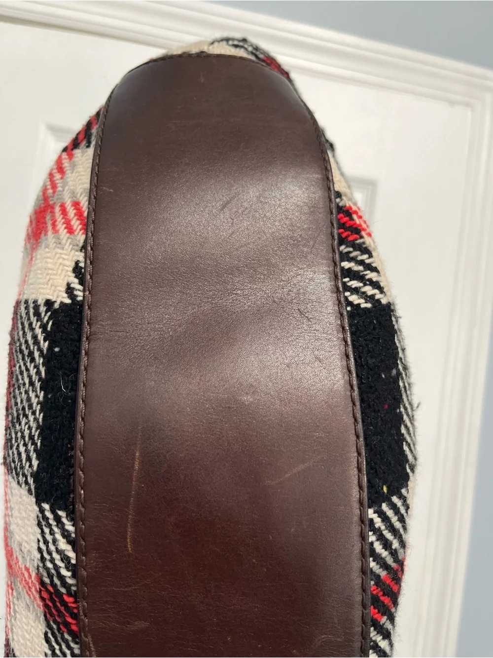 Kate Spade NY Storybook Lining Ruby Park Shon Hobo Bag Plaid Wool Red